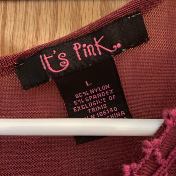 It’s Pink brand crocheted front and trim sleeveless dress top. - Picture 2 of 5